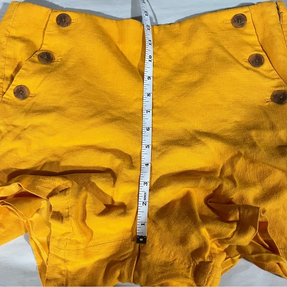 J. Crew High Waist Yellow Gold Shorts Buttons Nautical Linen Blend - Picture 9 of 10